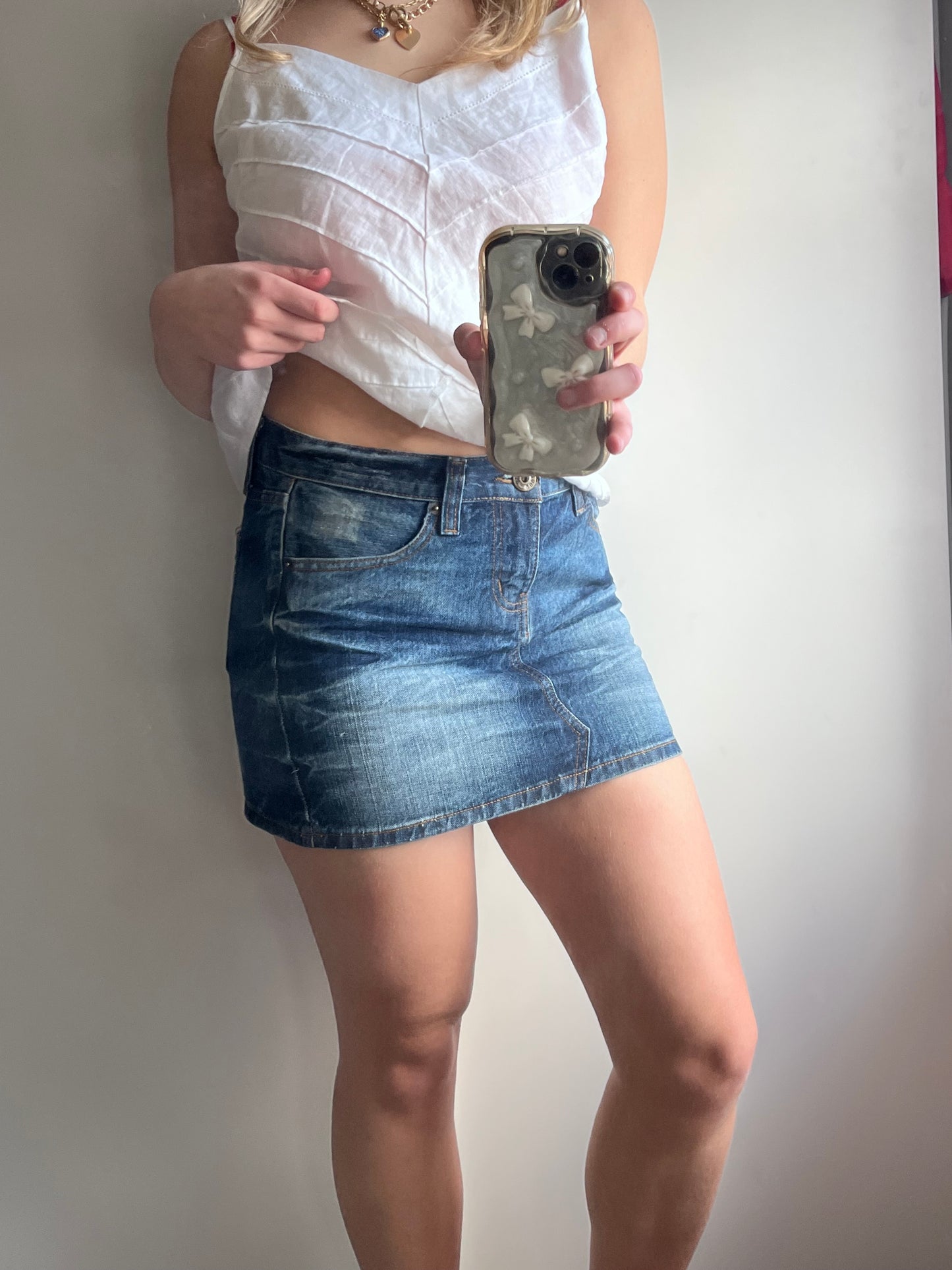 Y2K denim skirt